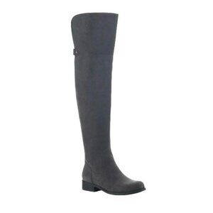 Sun Stone ALLICCE Women's Low Heel Over Knee Boots Dark Gray